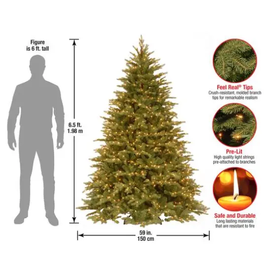 6.5ft. Pre-Lit Feel-Real&reg; Nordic Spruce&reg; Artificial Christmas Tree, Clear Lights {6}