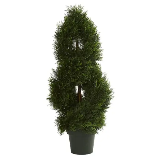 3ft. Double Pond Cypress Spiral Artificial Topiary Tree {1}