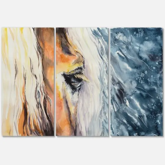 Designart - Close-Up of A Beautiful Horses Eye II - Farmhouse Canvas Wall Art Print {4}