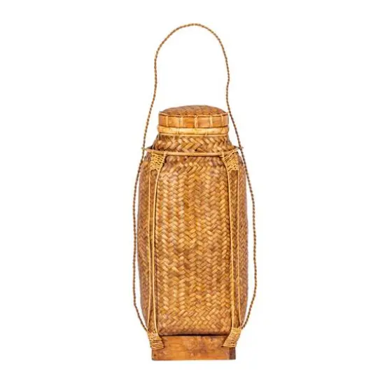 Hello Honey® 19" Natural Artisanal Bamboo & Rattan Lidded Container {10}
