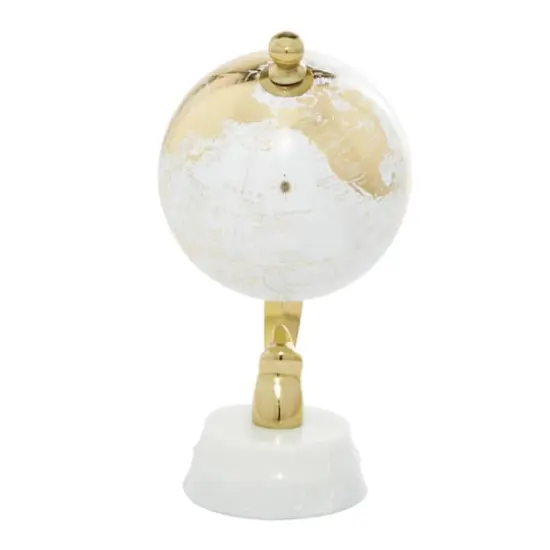 10" Gold Stoneware Coastal Globe {3}