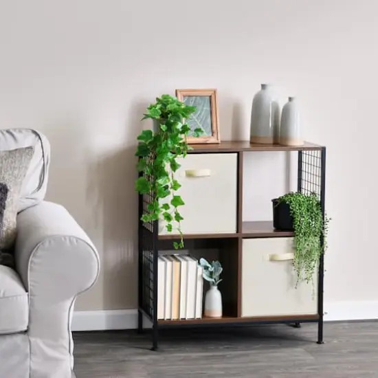 Household Essentials 28" 4-Compartment Trellis Storage Bookshelf Brown {3}