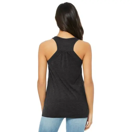 BELLA+CANVAS&reg; Dark Gray Heather Women's Flowy Racerback Tank {5}