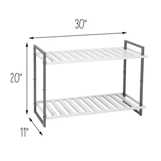Honey Can Do Gray 2-Tier Tubular Shoe Rack {10}