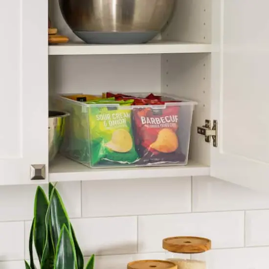 IRIS&reg; 12qt. Clear Deep Storage Boxes with Lids & Blue Latches, 4ct. {9}