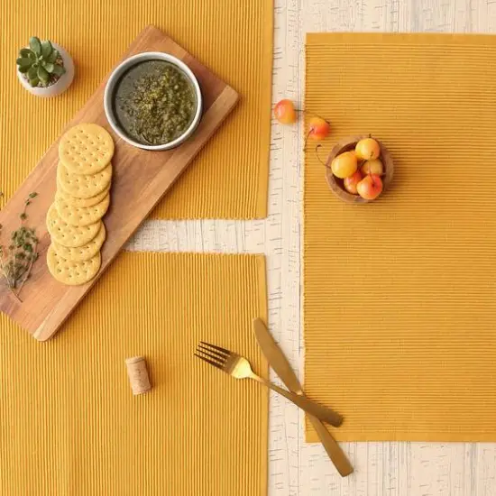 DII&reg; Ribbed Cotton Placemats, 6ct. Honey Gold {5}