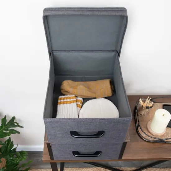 Household Essentials Stacking Storage Boxes Set Gray {5}