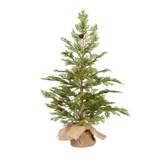 24" Unlit Cedar Pine Artificial Christmas Tree in Burlap Base {1}