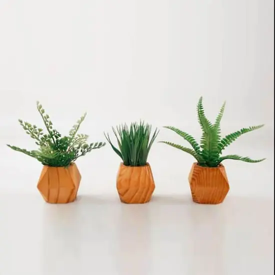 TF Publishing 7" Ferns and Grass in Mid-Century Geometric Pots, 3ct. {1}