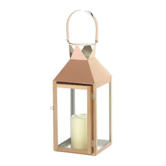 15" Rose Gold Candle Lantern {4}