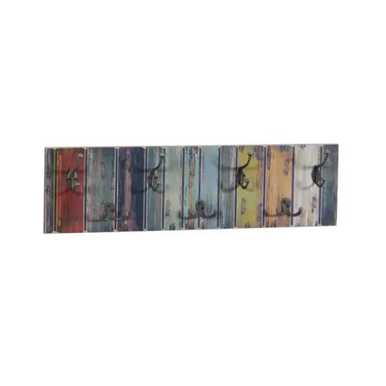 Multi Colored Wood Rustic Wall Hook, 8" x 28" x 3" {3}