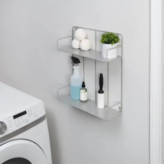 Honey Can Do Gray 2-Tier Metal Wall Shelf {3}