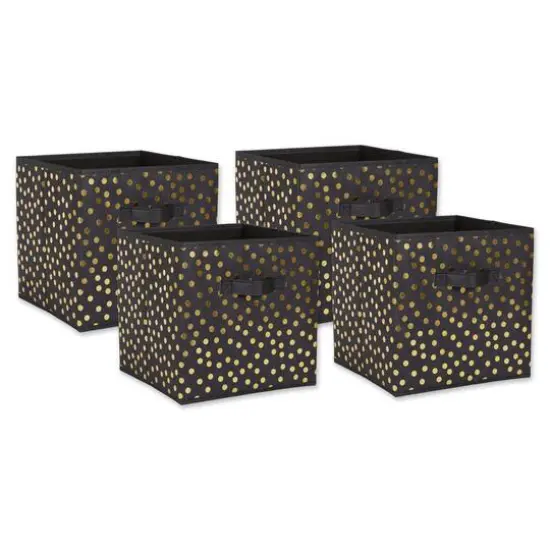 DII&reg; 11" Nonwoven Polyester Small Dots Storage Cubes, 4ct. Pink/Gold {2}