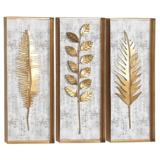32" Gold Contemporary Floral Wall D&eacute;cor Set {1}