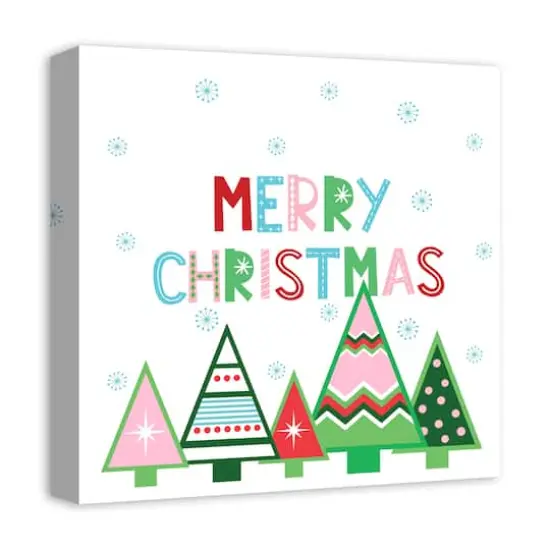 Merry Christmas Trees Canvas Wall Art {3}