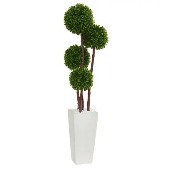 4ft. UV Resistant Boxwood Artificial Topiary Tree in Planter {1}