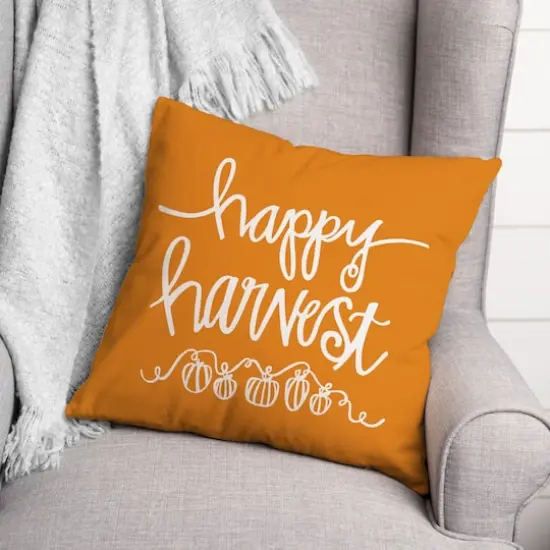 Orange Happy Harvest Throw Pillow {3}