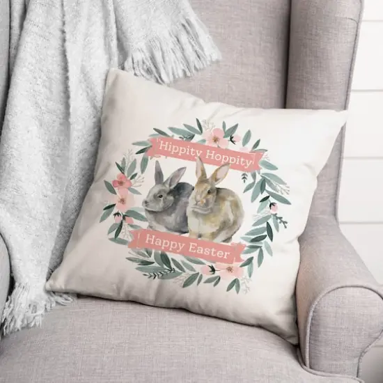 Easter Bunnies Throw Pillow {3}