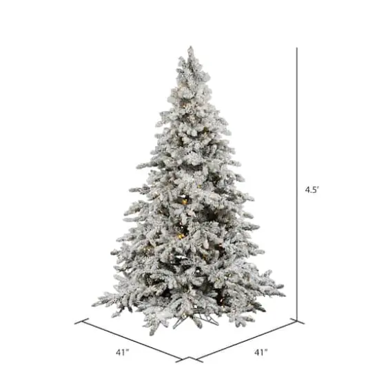 4.5ft. Pre-Lit Flocked Utica Fir Artificial Christmas Tree, Warm White LED Lights {4}