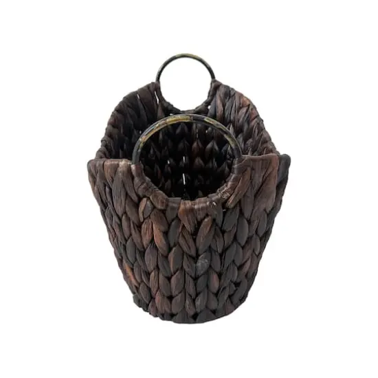 Small Espresso Woven Basket with Metal Handles by Ashland&reg; {4}