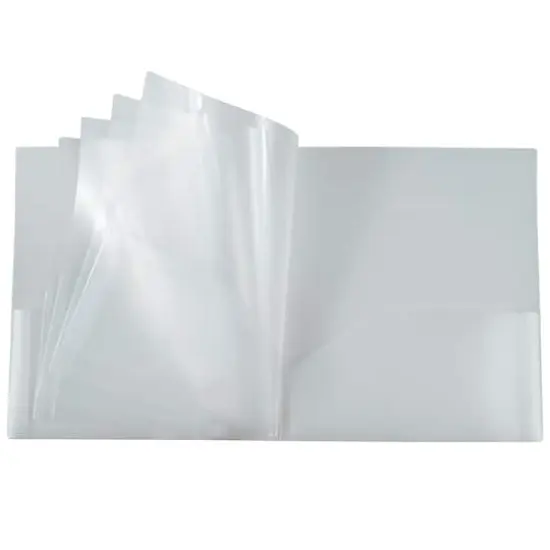 JAM Paper Heavy Duty Plastic 10-Pocket Folder, 2ct. Clear {5}