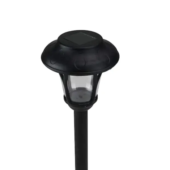 12" Black Solar Lantern With White LED Light & Lawn Stake {4}