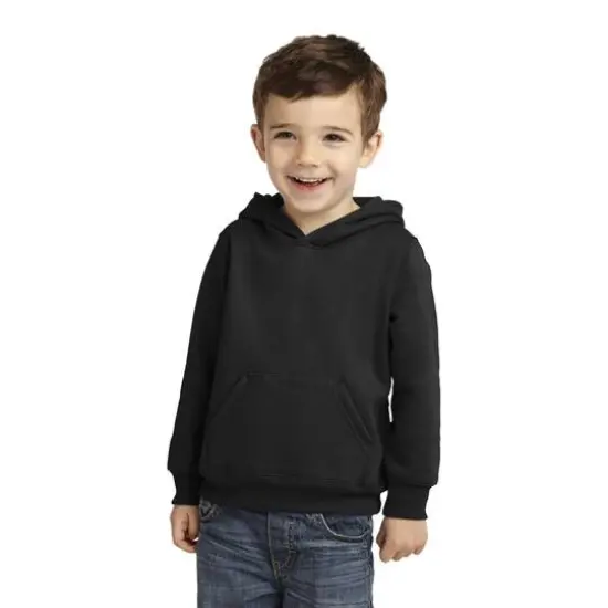 Port & Company&reg; Core Fleece Pullover Hooded Toddler Sweatshirt Jet Black {4}
