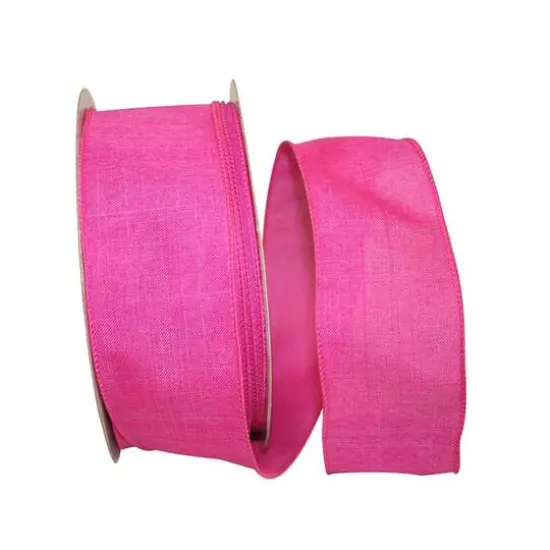 JAM Paper 2.5" x 50yd. Linen Wired Ribbon Fuchsia {1}
