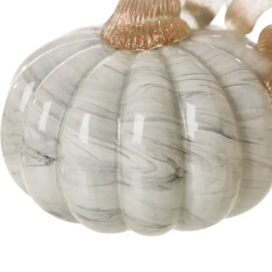 Glitzhome&reg; Gray Marble Glass Pumpkin Set {8}