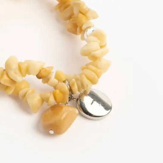 John Bead Honey Jade 2-Strand Happiness Gemstone Charm Bracelet {3}
