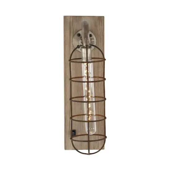 15" Brown Iron Industrial LED Wall Sconce {1}