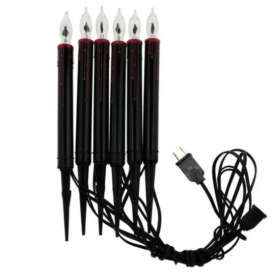 6ct. Black Lighted Bleeding Candle Pathway Markers by Ashland&reg; {1}