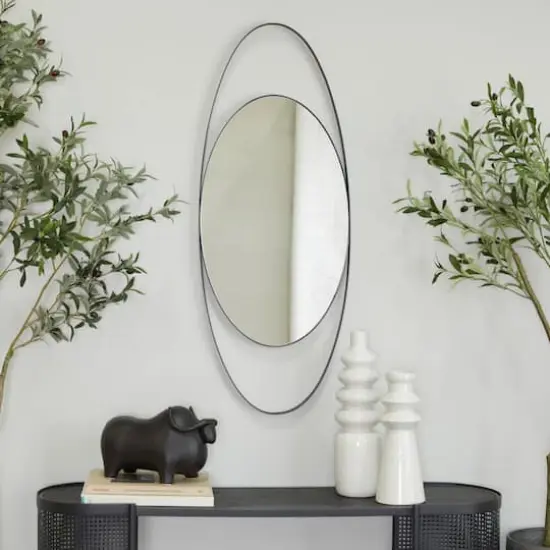 Black Contemporary Wall Mirror, 16" x 2" x 42" {7}