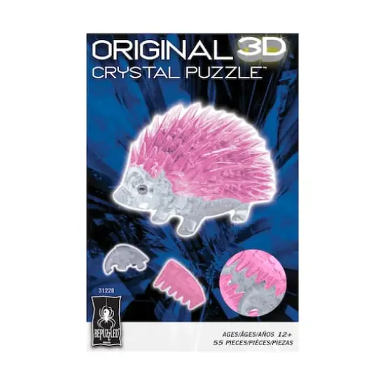 3D Crystal Puzzle - Hedgehog (Pink): 55 Pcs {4}