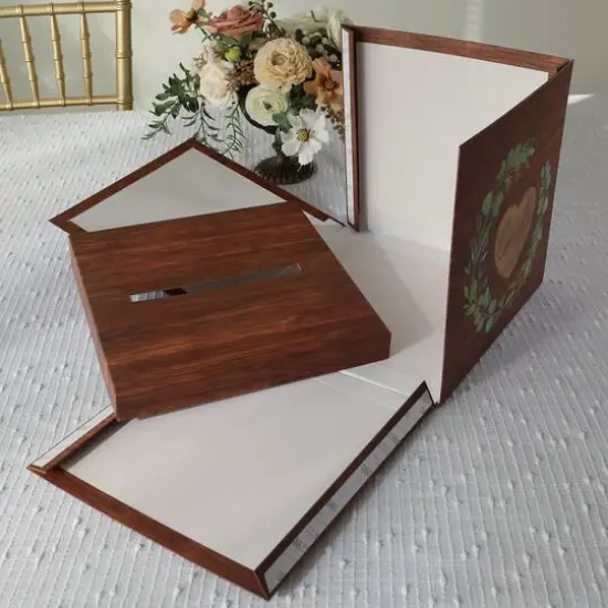 Kate Aspen&reg; Rustic Brown Faux Wood Print Card Box {5}