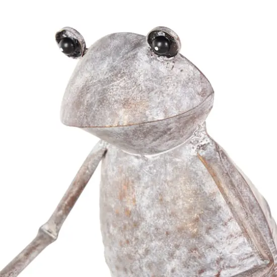 19.5" Frog on Bicycle Metal Garden Sculpture with Gold Accents Copper {4}