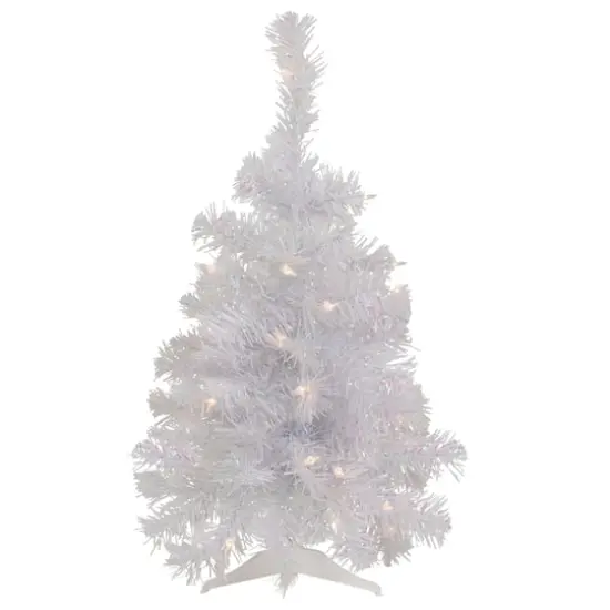 2ft. Pre-Lit White Rockport Pine Artificial Christmas Tree, Clear Lights {1}