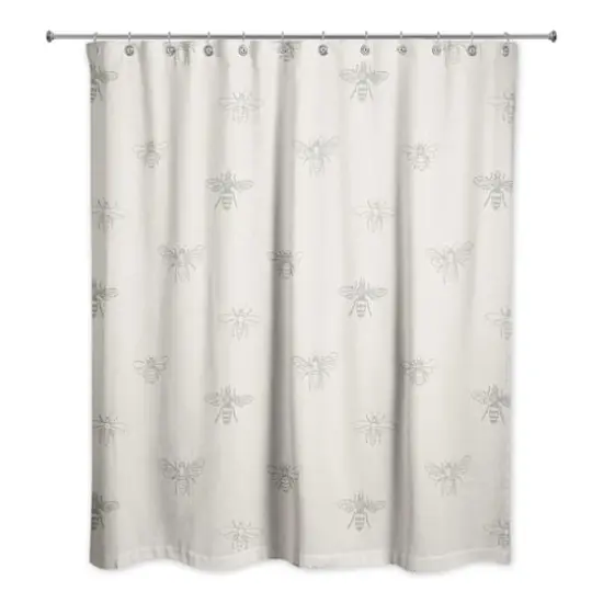 Delicate Bee Fabric Shower Curtain, 71" x 74" Cream/Gray {1}