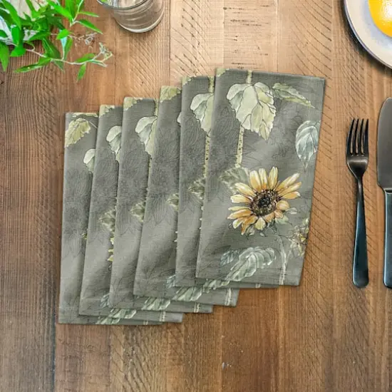 Sunflower Pattern Cotton Twill Napkin Green {4}