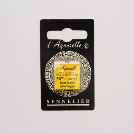 Sennelier French Artists' Watercolor Paint, Half Pan 587 Yellow Sophie {1}