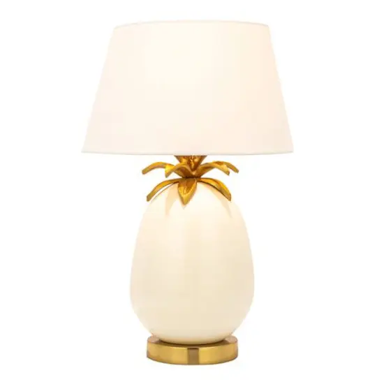 Hello Honey&reg; 22" White & Gold Tropical Table Lamp with Pineapple Detail {7}