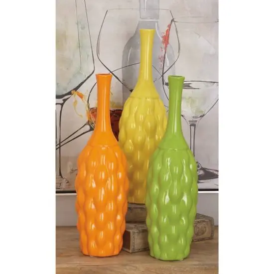 18" Bright Ceramic Coastal Vase Set {11}