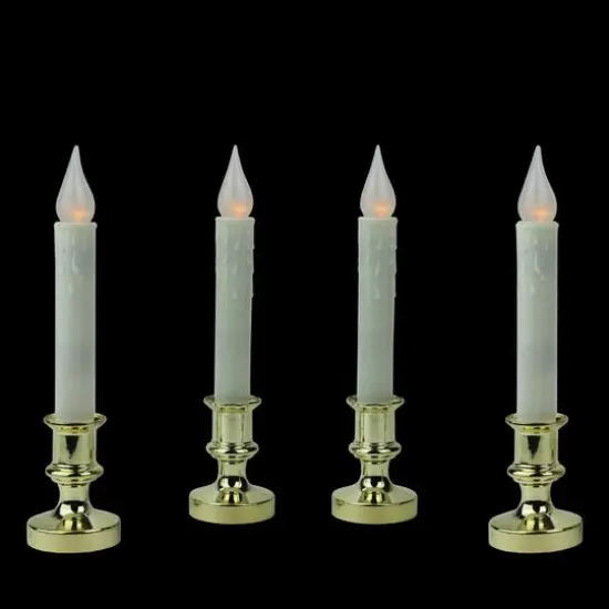 White & Gold LED C5 Flickering Window Christmas Candle Lamp With Timer {3}