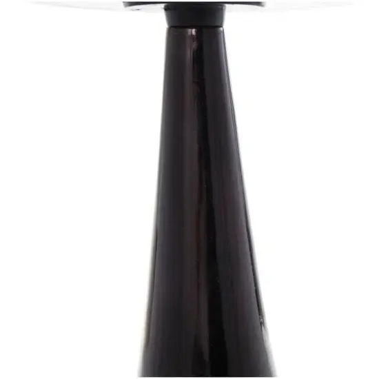 22" Black Aluminum Geometric Cone Accent Table with Textured Glass Tabletop {7}