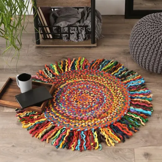 DII&reg; Round Rag Rug, 3ft. Multicolor {5}