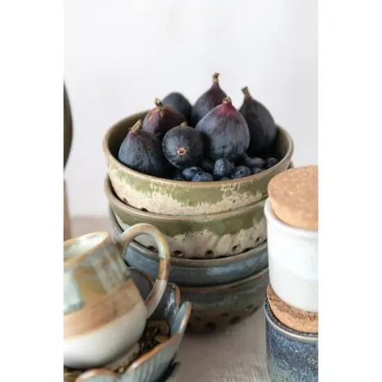 Hello Honey&reg; 6" Round Stoneware Berry Bowls with Reactive Glaze Finishes Set {4}