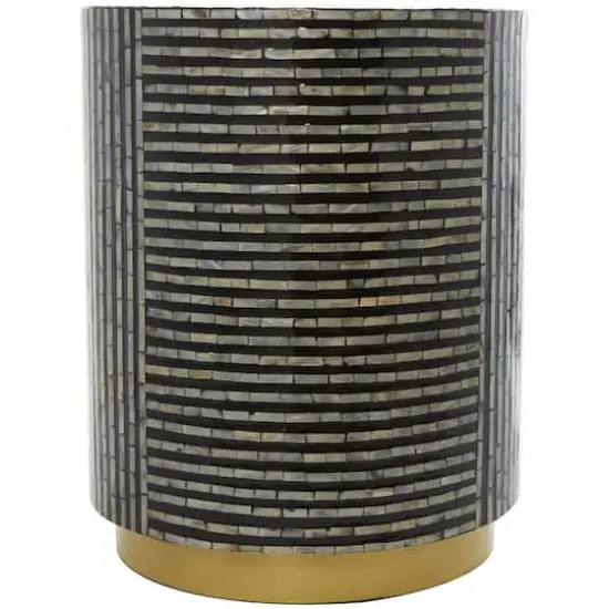Black Mother of Pearl Drum Accent Table {9}