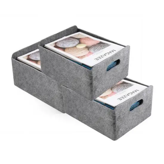 Welaxy Felt 3 Piece Collapsible Storage Bins Oatmeal {2}
