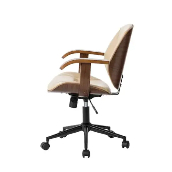 Glitzhome® 38" Leatherette Gaslift Adjustable Swivel Office Chair Beige {8}
