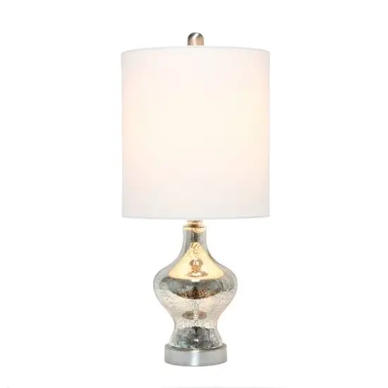 Lalia Home 22.5" Paseo Table Lamp with White Fabric Shade Mercury and Linen White {3}